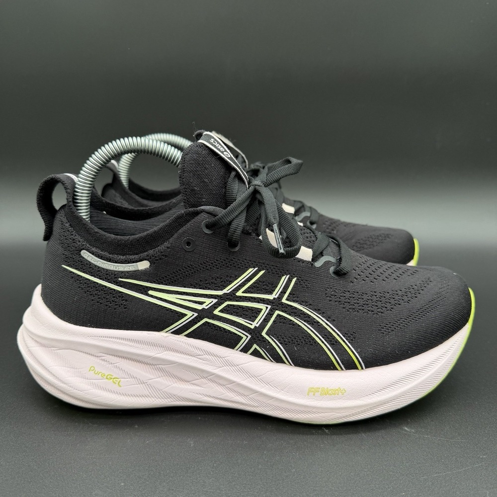 ASICS GEL-Nimbus 26 Shoes Womens Size 8 Road Running Training Black Pink Lime